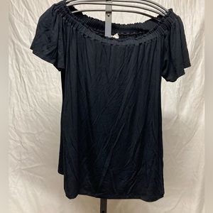 Cupio black blouse short sleeve shirt XL